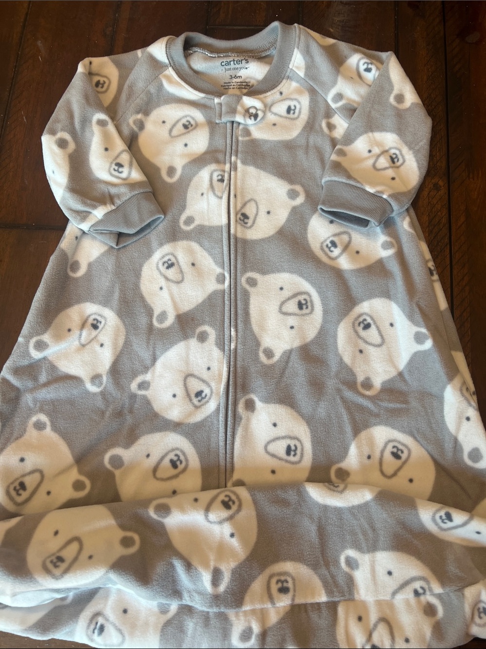 Carter's Gray and White Polar Bear Fleece Sleep Sack